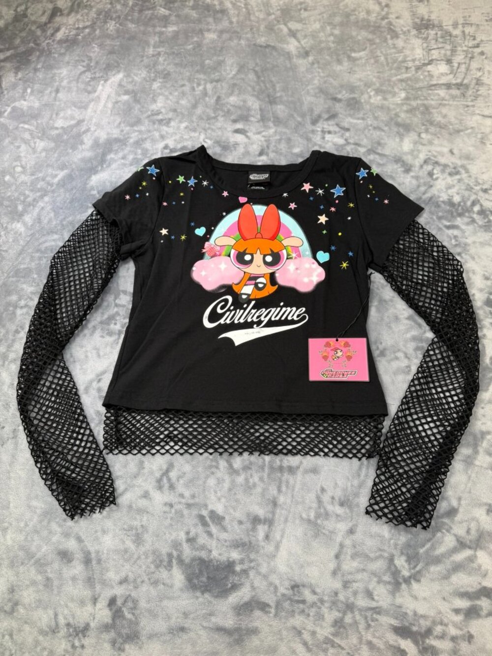 Civil Regime x Powerpuff Girls Boss Baby Hellveil Mesh Twofer Black Large